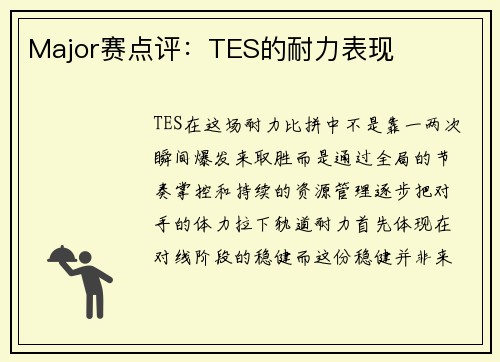 Major赛点评：TES的耐力表现